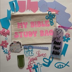 Christian Bible Journaling Canvas Pouch, Bookmark Set
